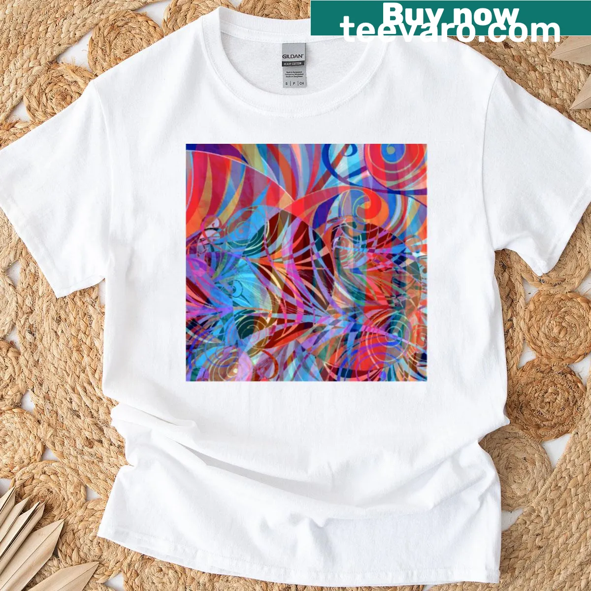T-shirt with modern abstract pattern design — on a men's t-shirt