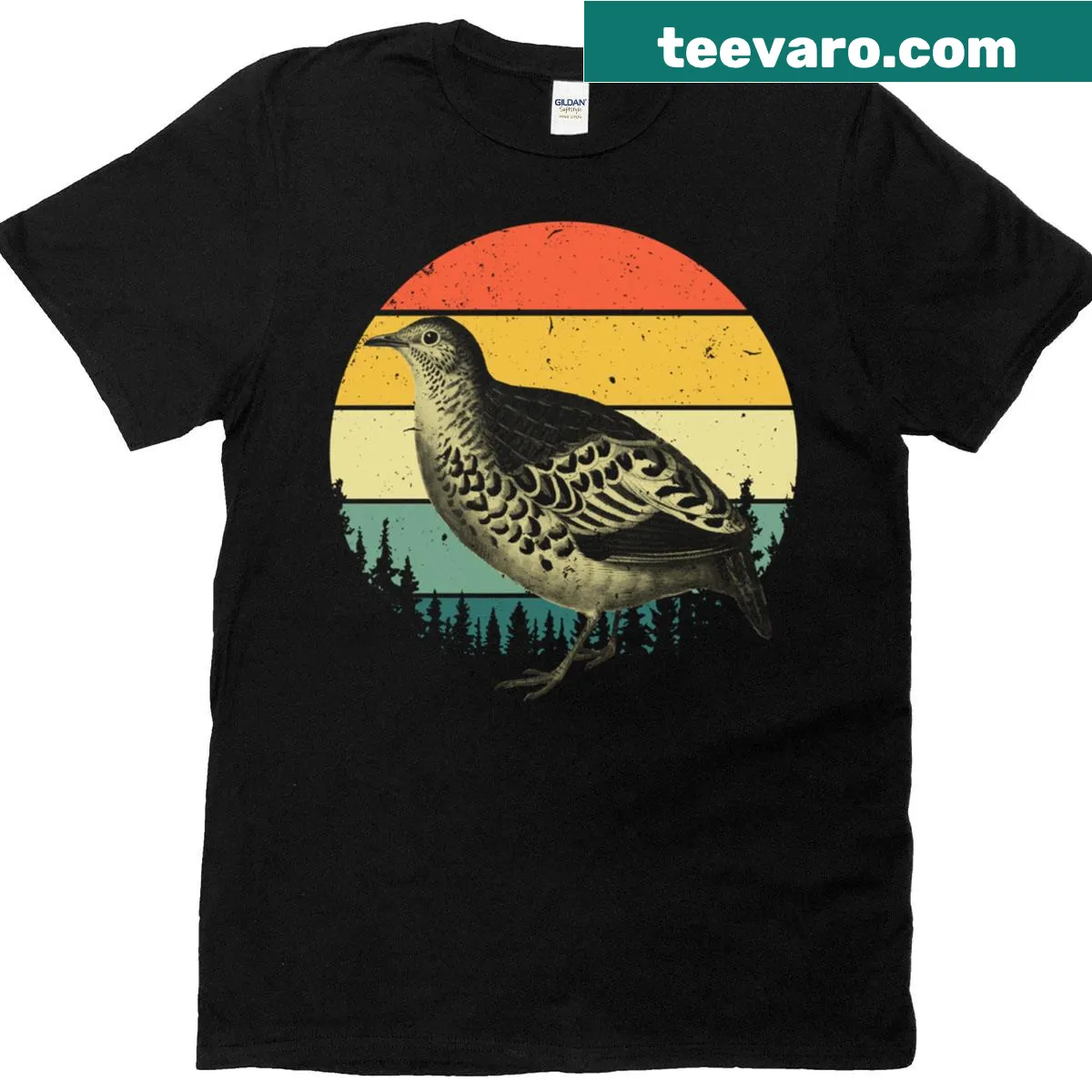 Quail hunting illustration t-shirt for bird lovers — on a men's t-shirt
