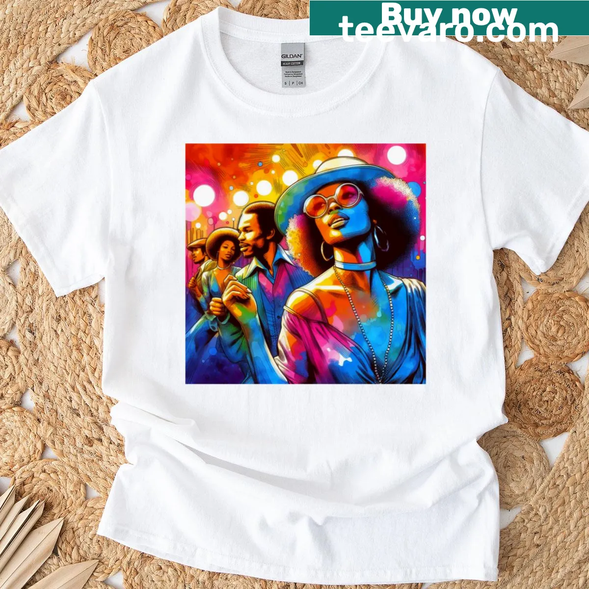 Disco Fever 23 T-shirt with bold typography — on a men's t-shirt