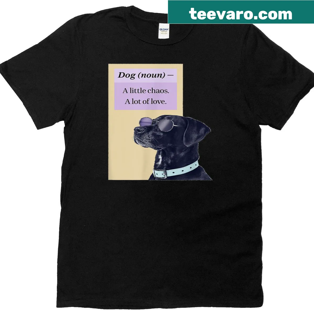 Funny dog definition t-shirt with playful typography and illustrations — on a men's t-shirt