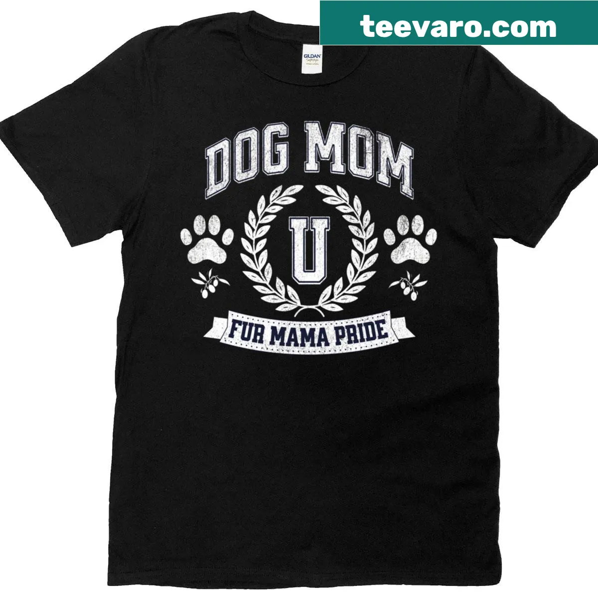 Funny Dog Mom t-shirt with playful text design — on a men's t-shirt
