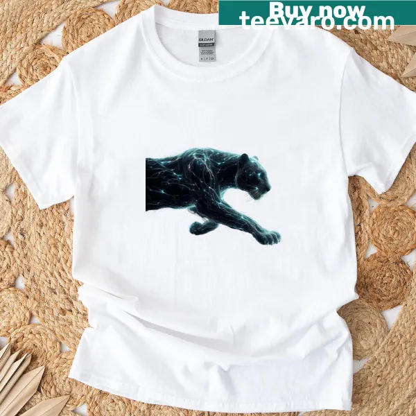 Illustrative T-shirt featuring an electric panther silhouette