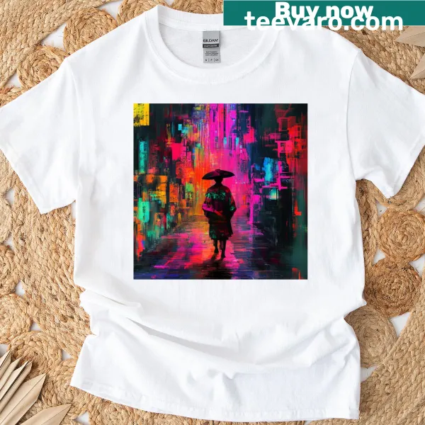 T-shirt with abstract typography 'Fade Into The Painted Wind'