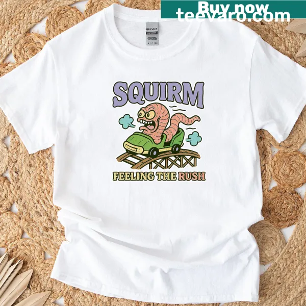Illustrative T-shirt capturing the thrill of squirm rides