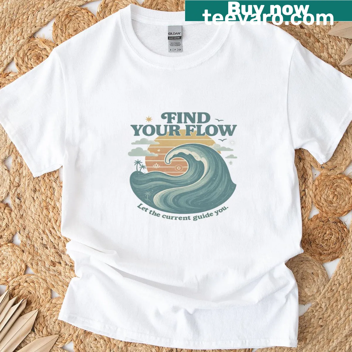Inspirational T-shirt with the phrase about finding inner flow. — on a men's t-shirt