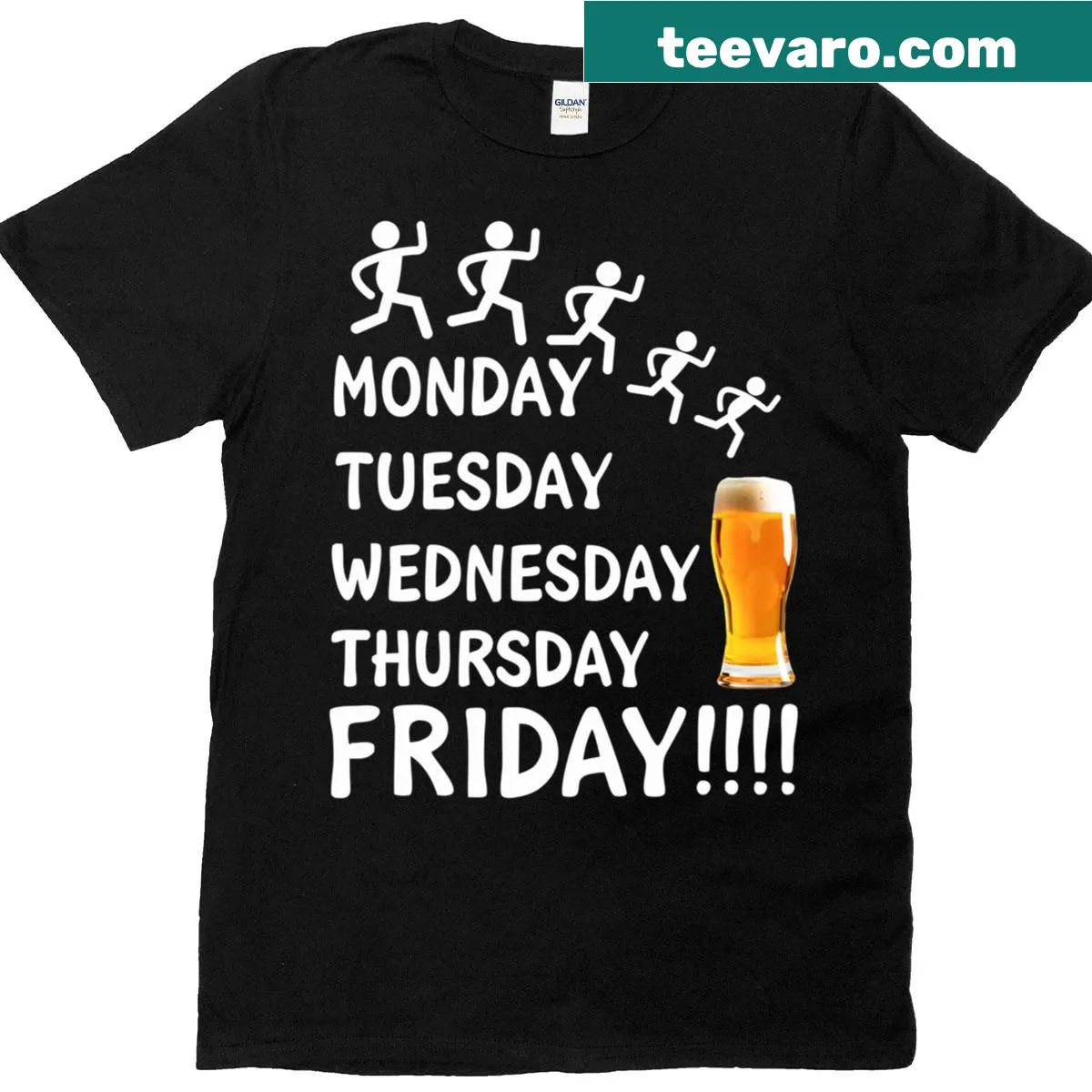 Funny beer-themed t-shirt featuring bottles, cans, and mugs — on a men's t-shirt