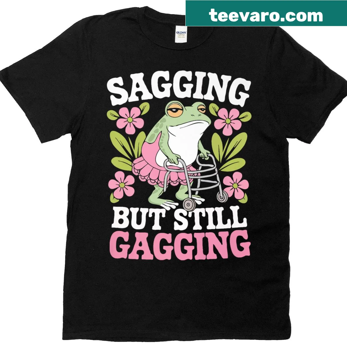 Meme-inspired T-shirt with humorous frog design and phrase — on a men's t-shirt