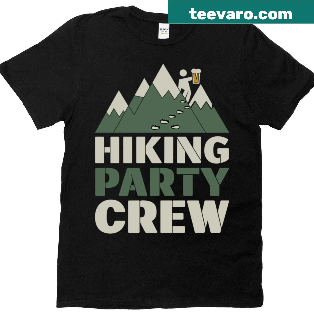 Funny hiking T-shirt for beer lovers and mountain hikers — on a men's t-shirt