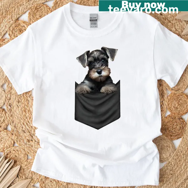 Funny Schnauzer Pocket Dog T-shirt with playful graphic