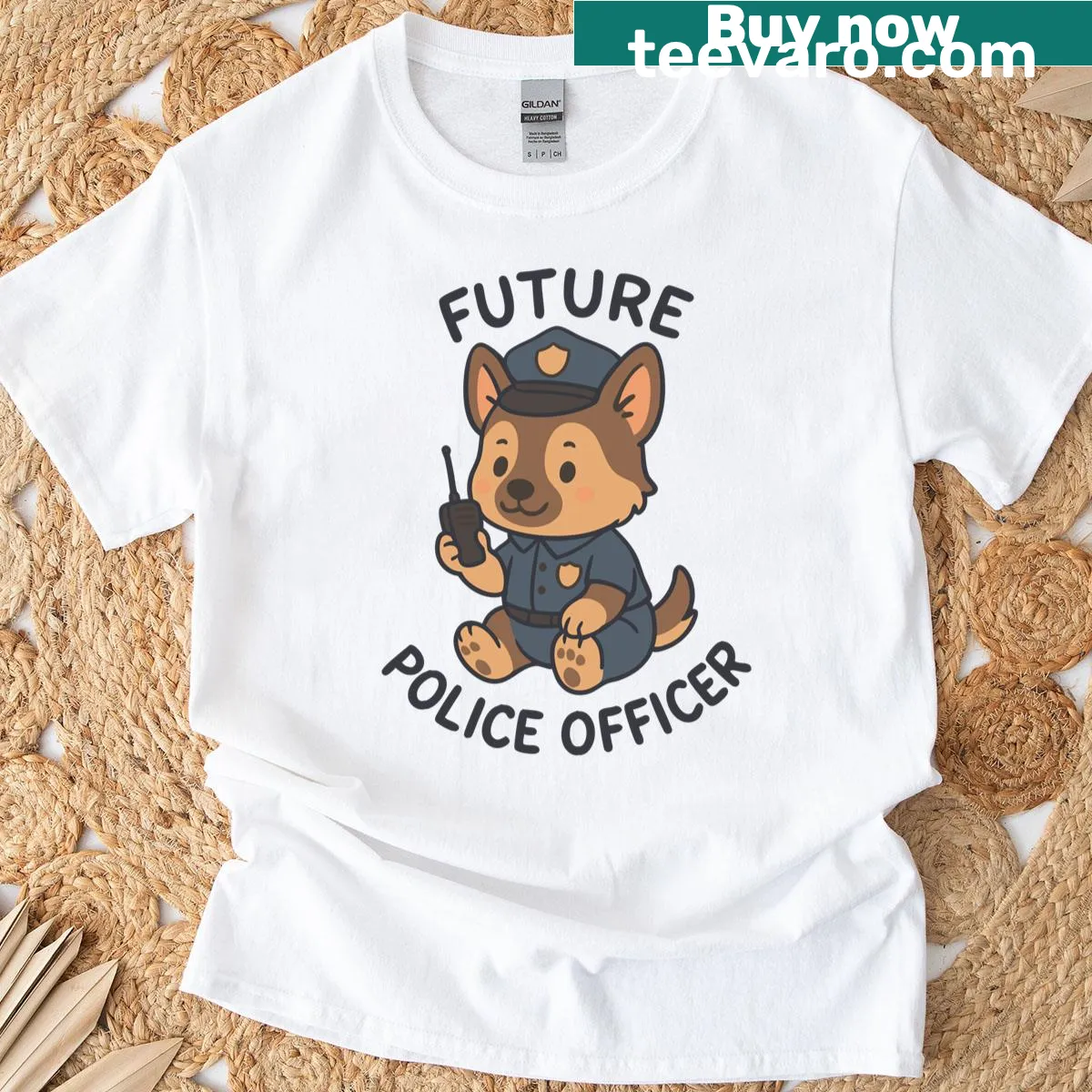 Cute puppy in police uniform illustration on kids' t-shirt — on a men's t-shirt