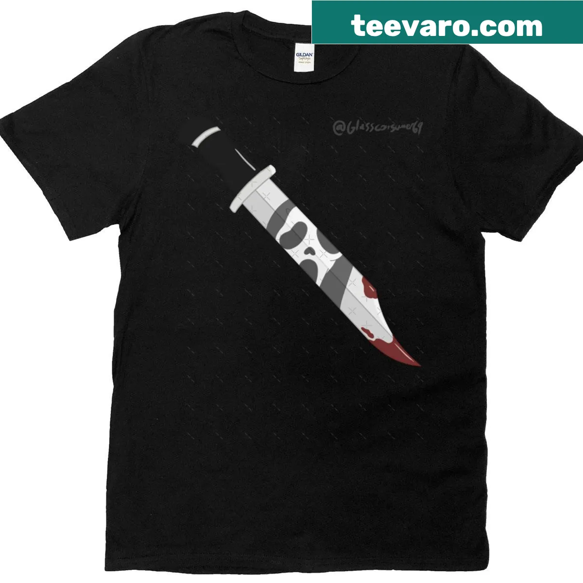 Oversized T-shirt featuring Ghost Face illustration — on a men's t-shirt