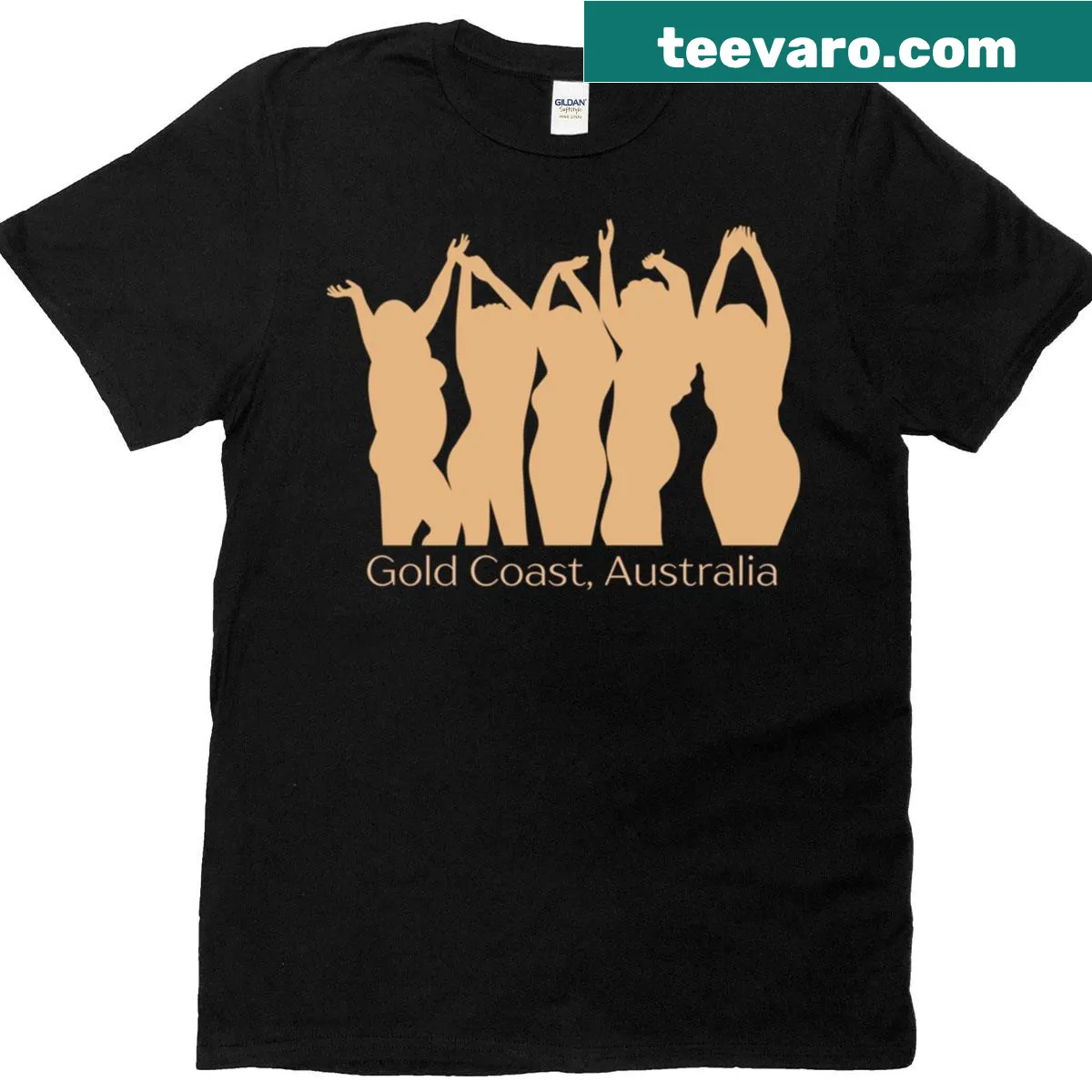 Oversized beach-themed t-shirt featuring casual beach silhouettes — on a men's t-shirt