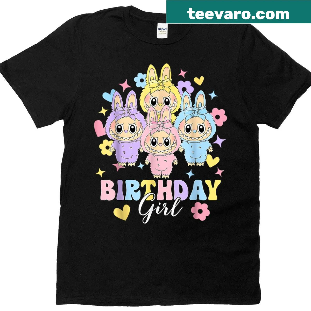 Cute birthday shirt for girls featuring Labubu graphic — on a men's t-shirt