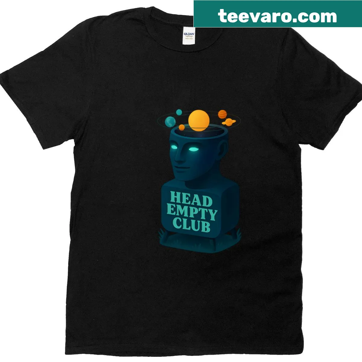 Playful 'Head Empty Club Solar System Edition' T-shirt — on a men's t-shirt