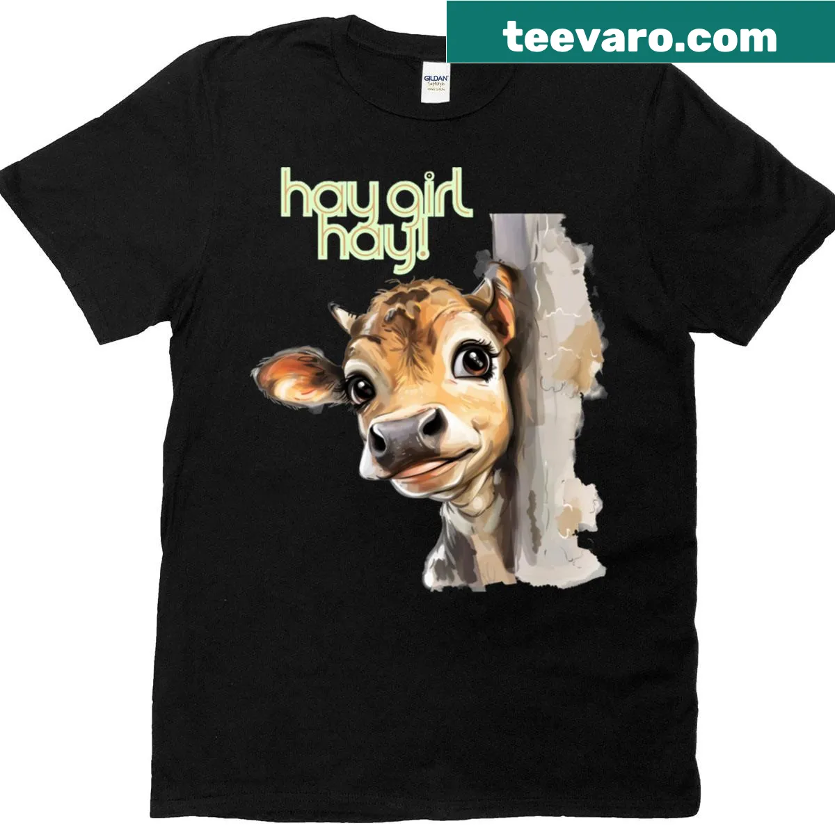 Cute T-shirt featuring a cow and 'Hey Girl Hey' text — on a men's t-shirt