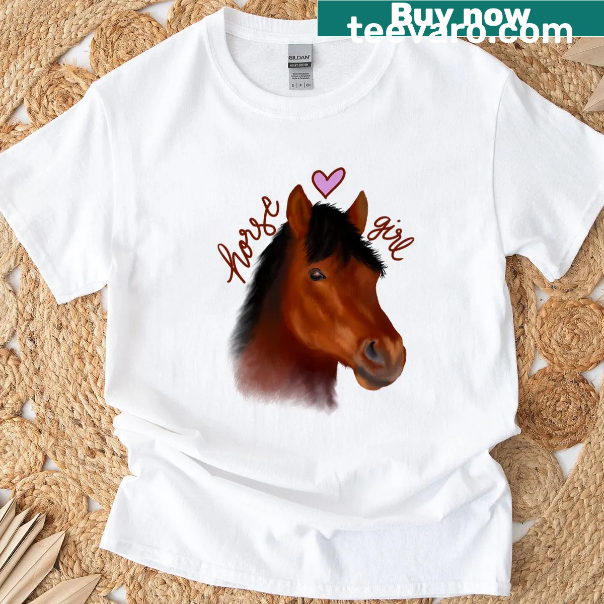 Graphic celebrating horse girl lifestyle with equestrian theme. — on a men's t-shirt