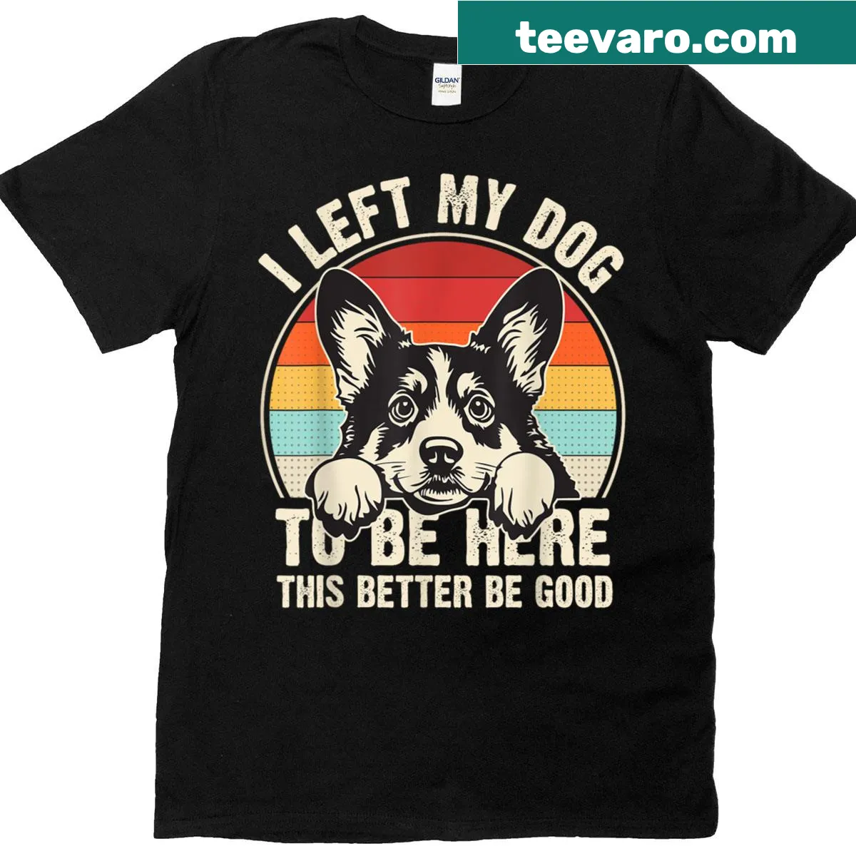 Humorous dog dad shirt featuring a corgi graphic and fun text — on a men's t-shirt