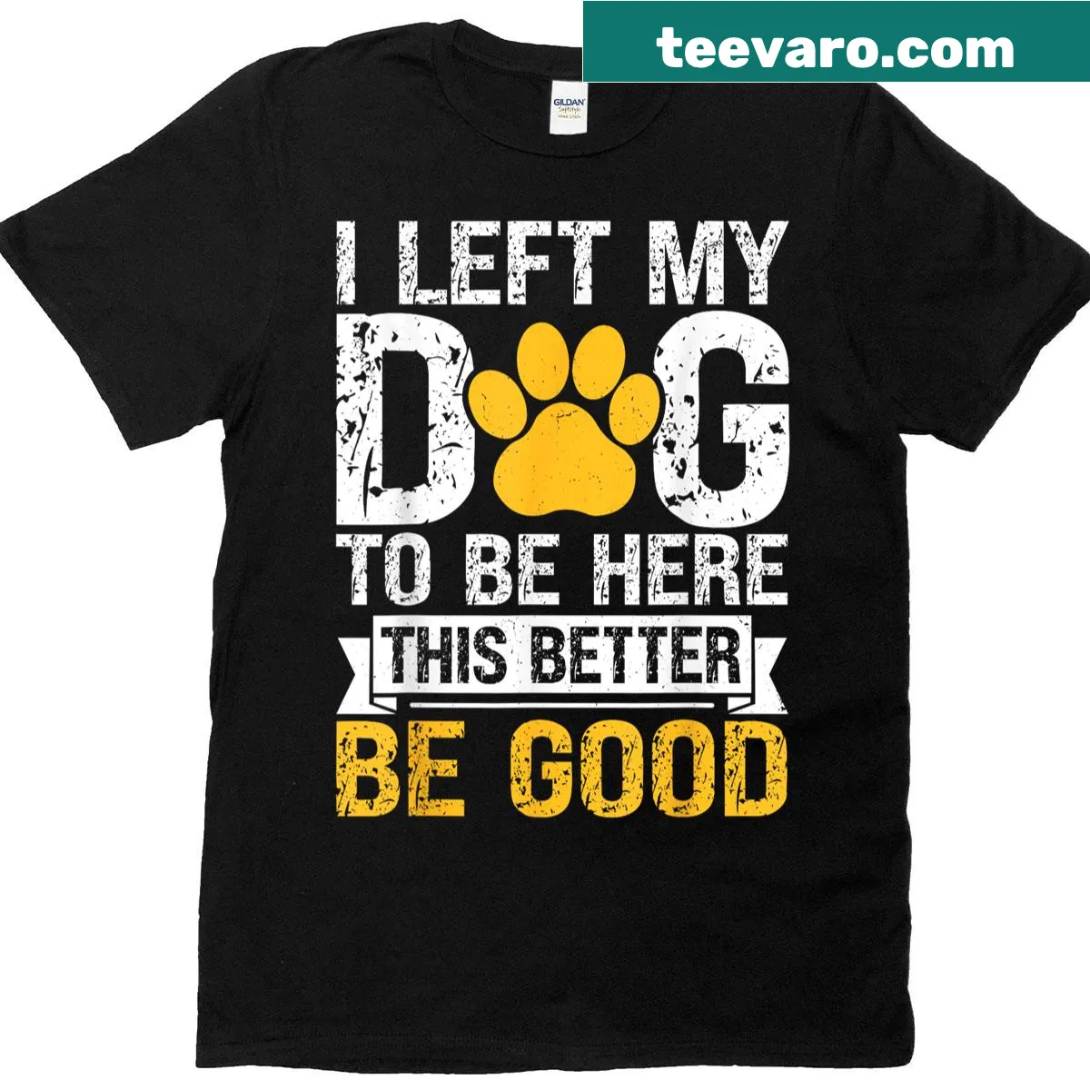 Humorous dog mom t-shirt about leaving dog for events — on a men's t-shirt