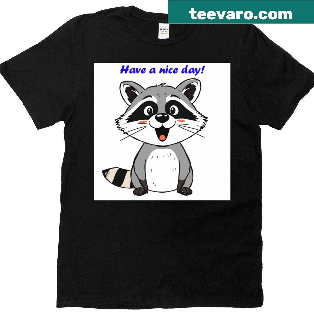 Oversized t-shirt featuring a cute raccoon illustration — on a men's t-shirt