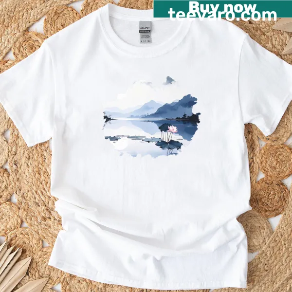 Watercolor T-shirt featuring a lunar lotus design