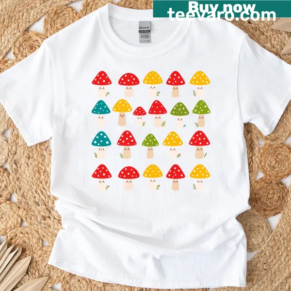 Seamless pattern T-shirt featuring magic mushrooms