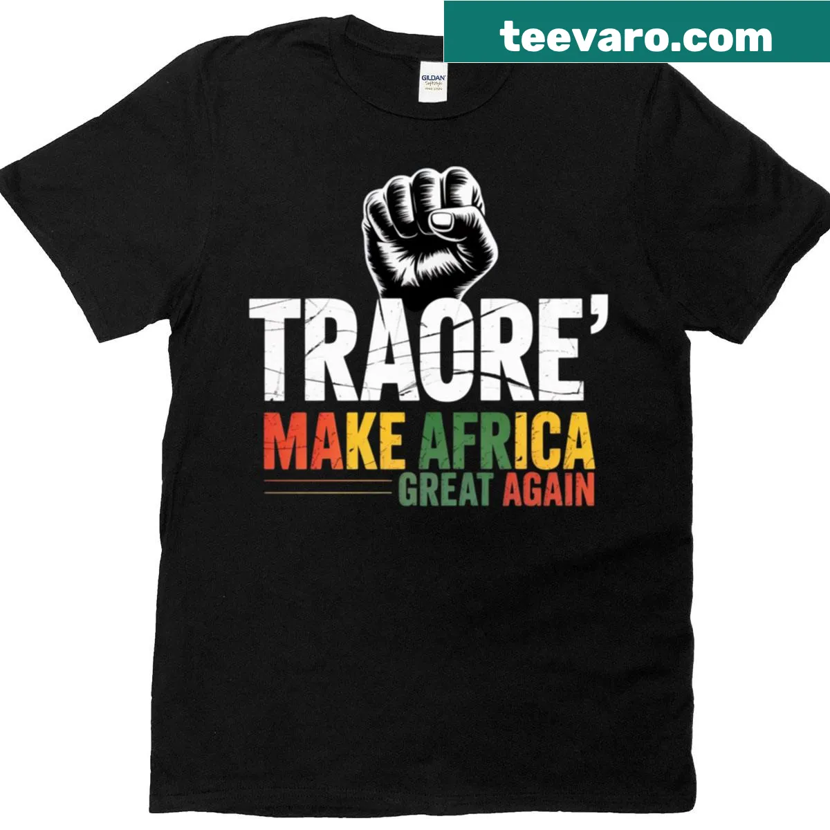 Bold text t-shirt featuring 'Make Africa Great Again' inspired by African leaders — on a men's t-shirt