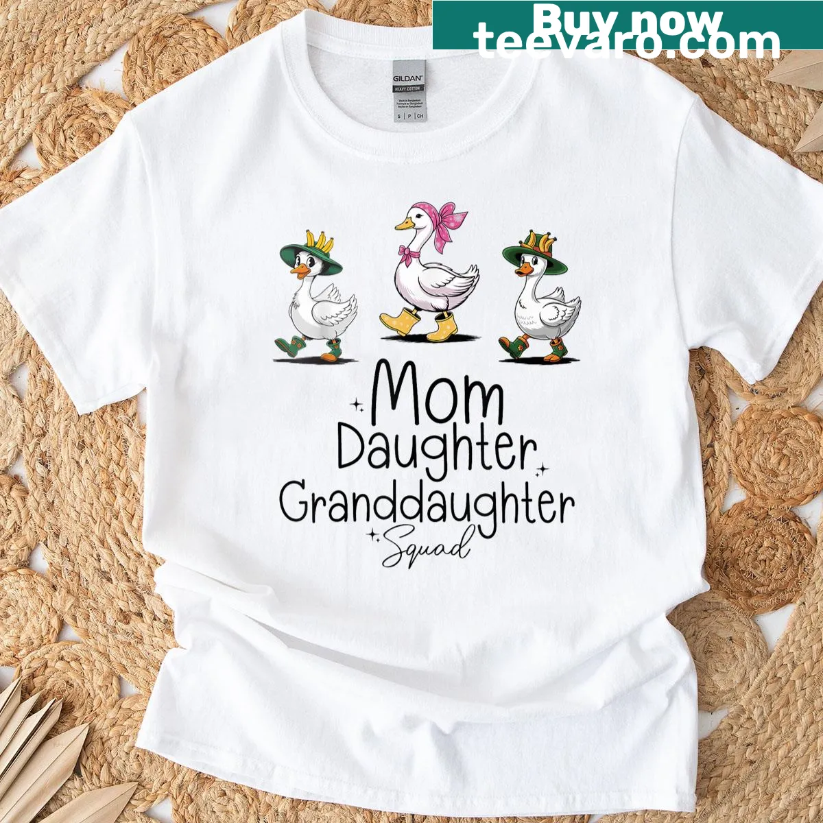 Matching t-shirt for mom, daughter, and granddaughter featuring a goose design — on a men's t-shirt