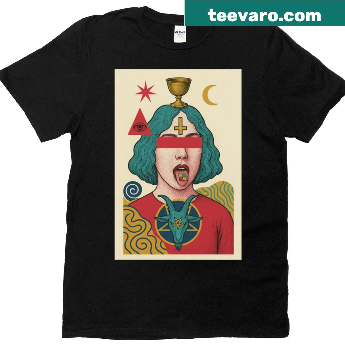Illustration of a mother surrounded by playful monsters — on a men's t-shirt