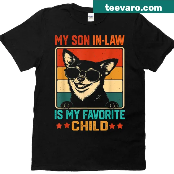 Funny t-shirt for dads claiming favorite child is son-in-law