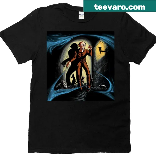 Vintage-style T-shirt featuring Nosferatu illustration