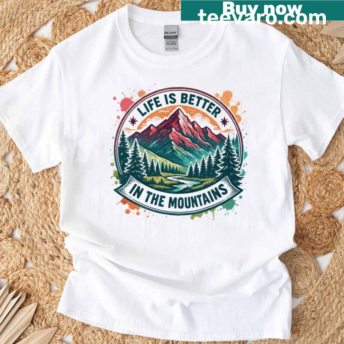 Humorous hiking T-shirt for outdoor enthusiasts — on a men's t-shirt