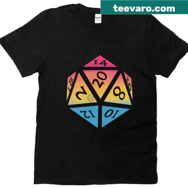 Oversized t-shirt featuring a bold D20 die graphic for gamers