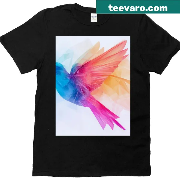 Abstract graphic t-shirt featuring 'prism-plumed pulse' design