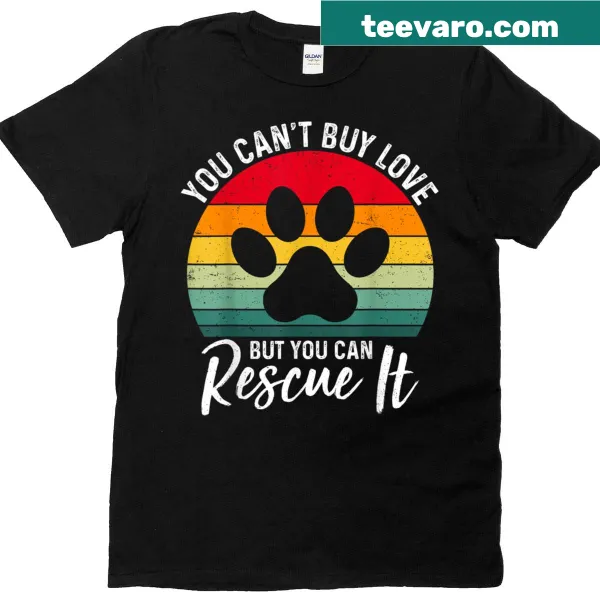 T-shirt promoting dog adoption with a heartwarming graphic