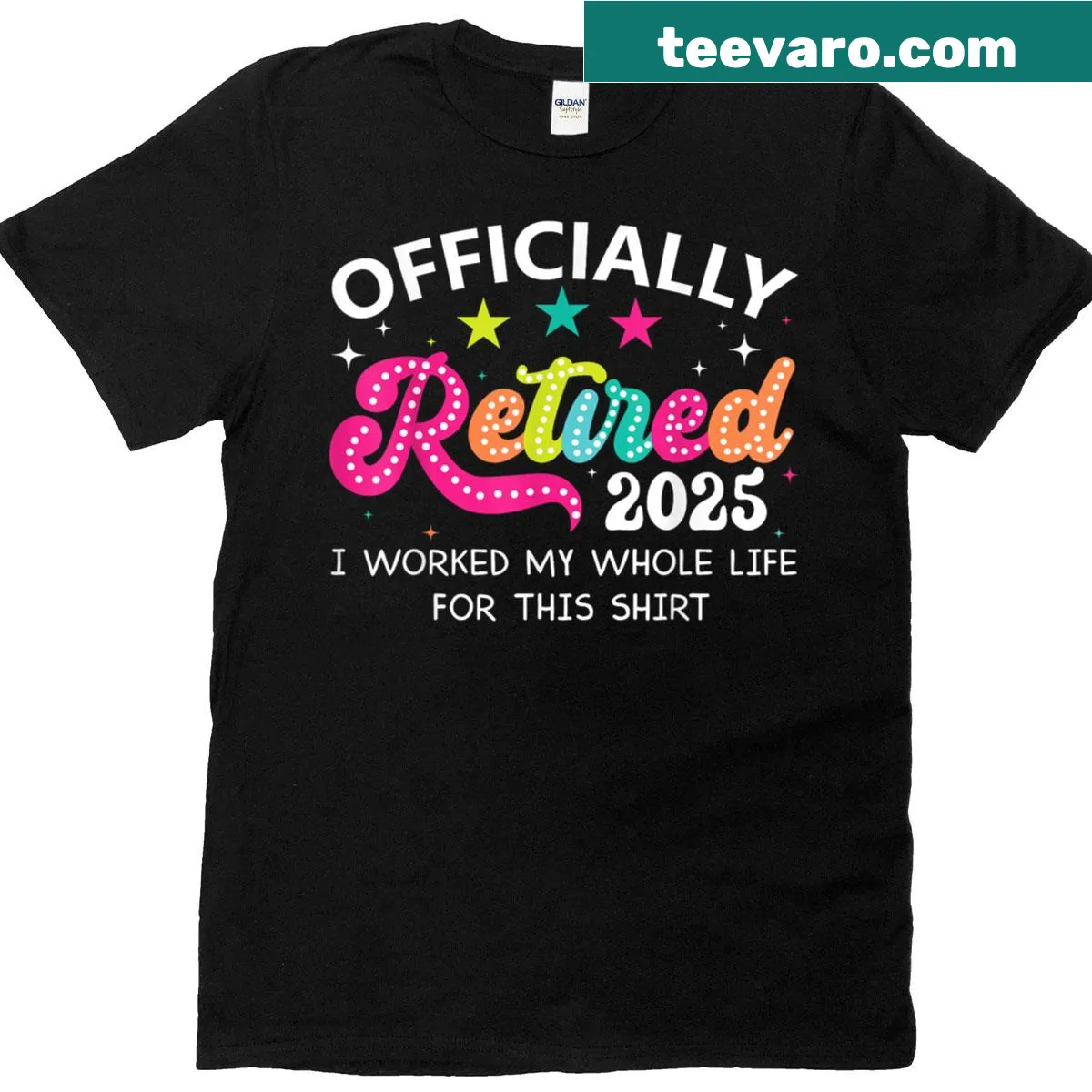 Retirement-themed T-shirt for 2025 with cheerful graphics — on a men's t-shirt