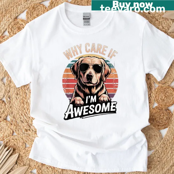 Cartoon dog design with a humorous slogan on a T-shirt