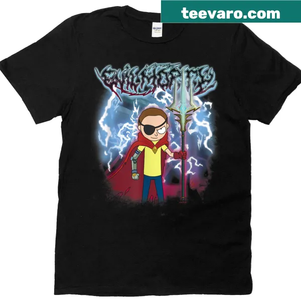 Evil Morty graphic on vintage retro T-shirt
