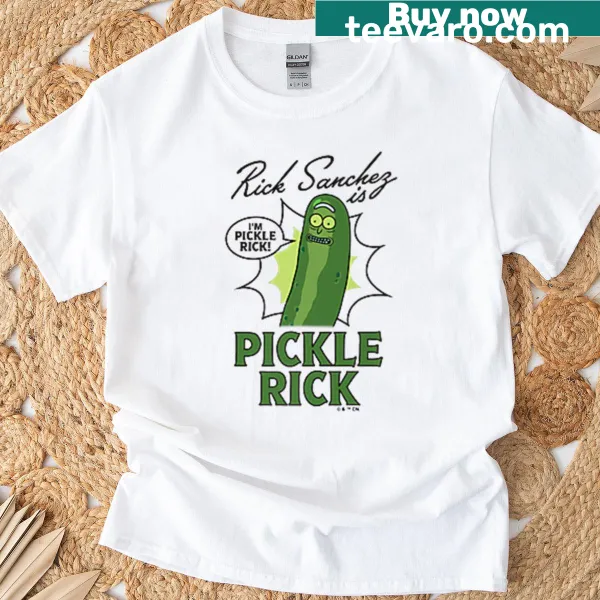 Rick Sanchez Pickle Rick graphic on baseball tee
