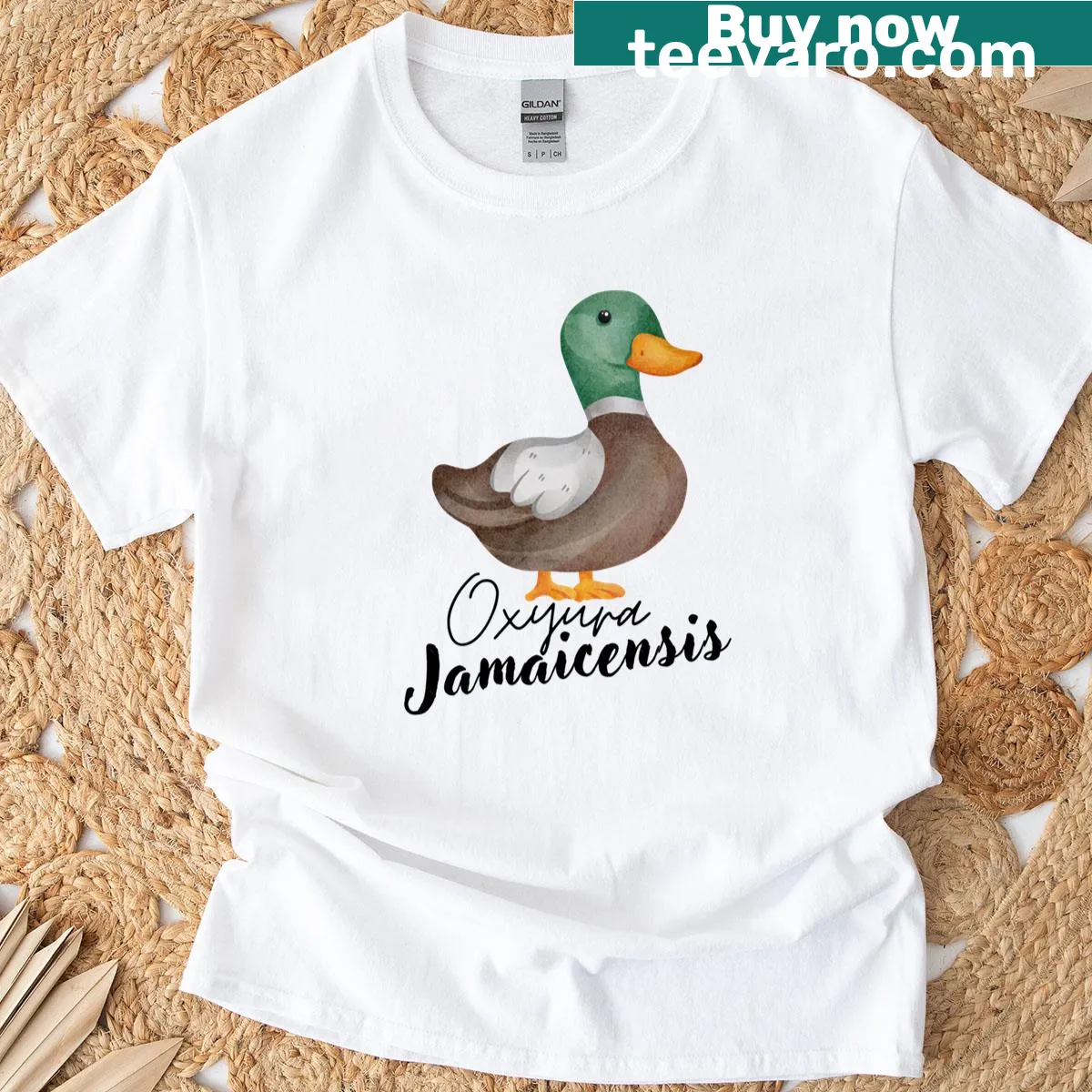 Illustration of a Ruddy Duck on a T-shirt — on a men's t-shirt