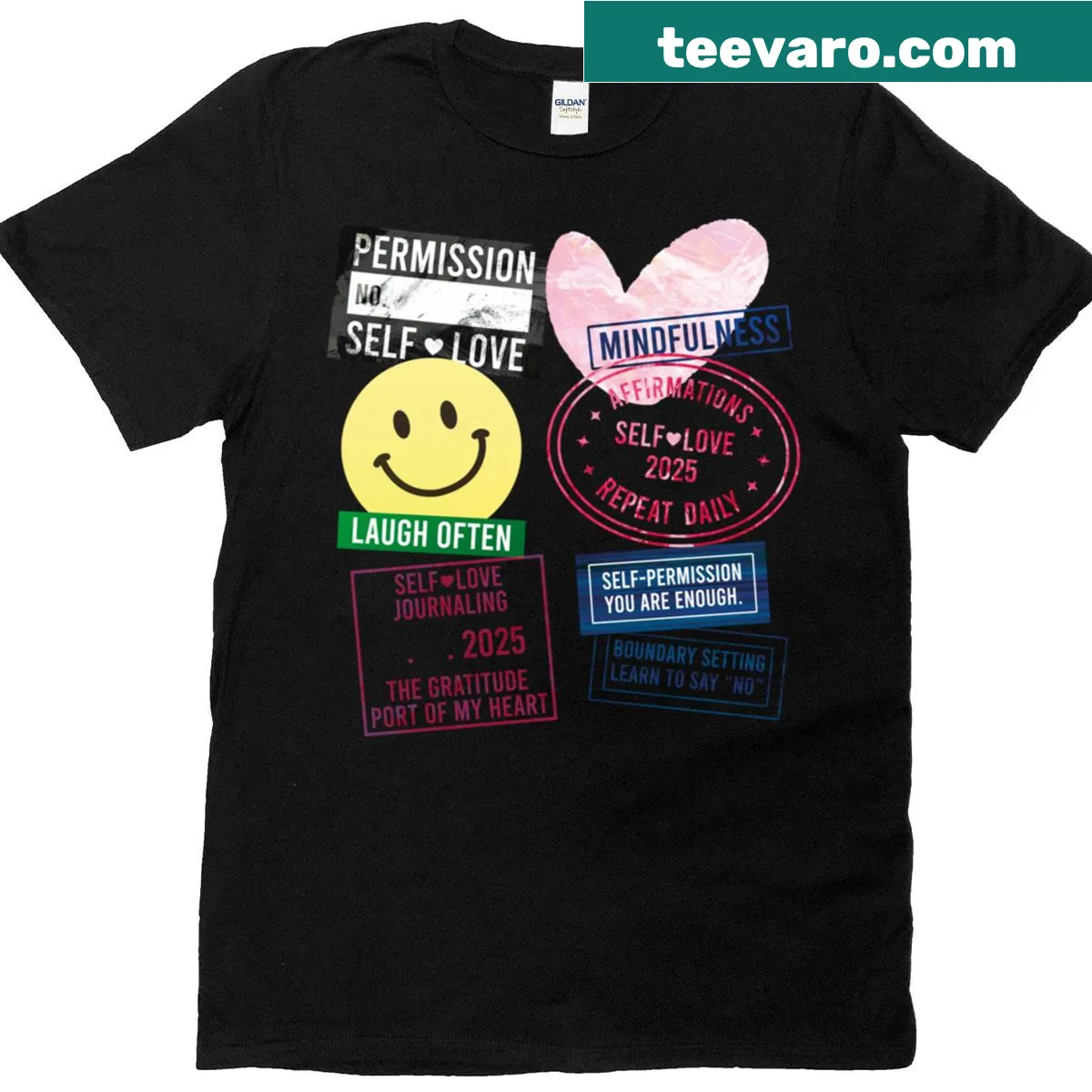 Oversized T-shirt with inspirational self-love typography — on a men's t-shirt