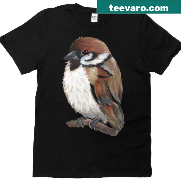 Oversized t-shirt featuring an illustration of a sparrow