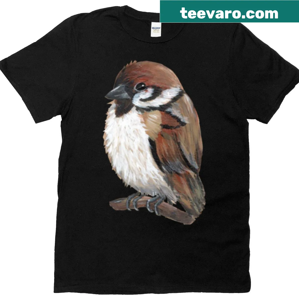 Oversized t-shirt featuring an illustration of a sparrow — on a men's t-shirt