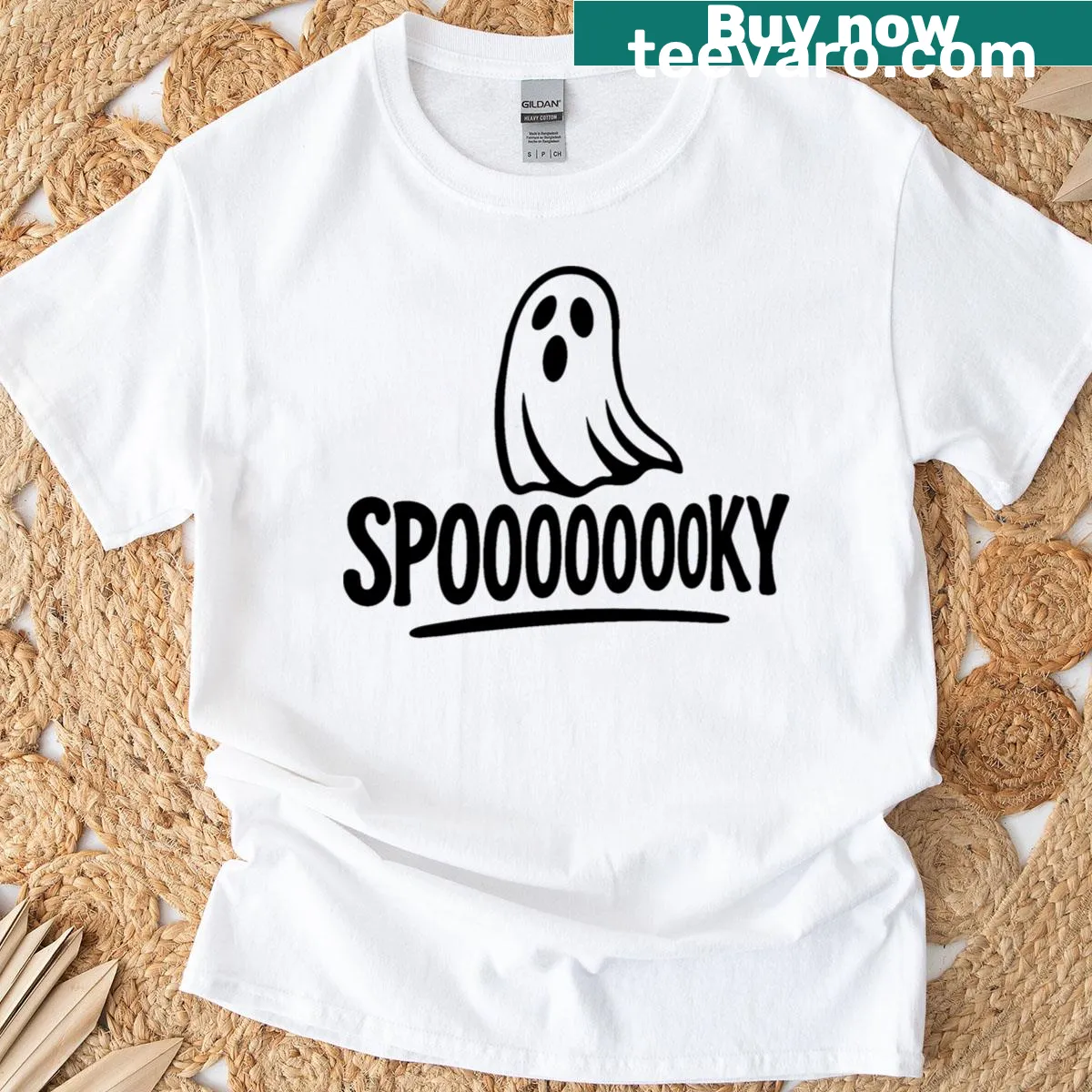 Cartoon ghost graphic on a spooky T-shirt — on a men's t-shirt
