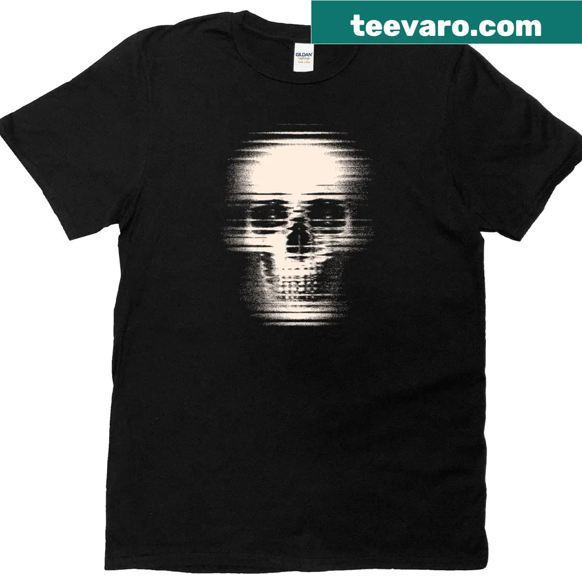 Minimalist stipple art T-shirt featuring a stylized head design — on a men's t-shirt