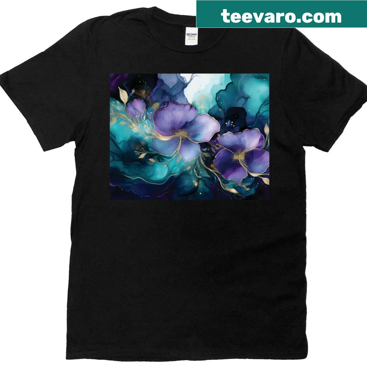Vintage floral watercolor garden design T-shirt — on a men's t-shirt