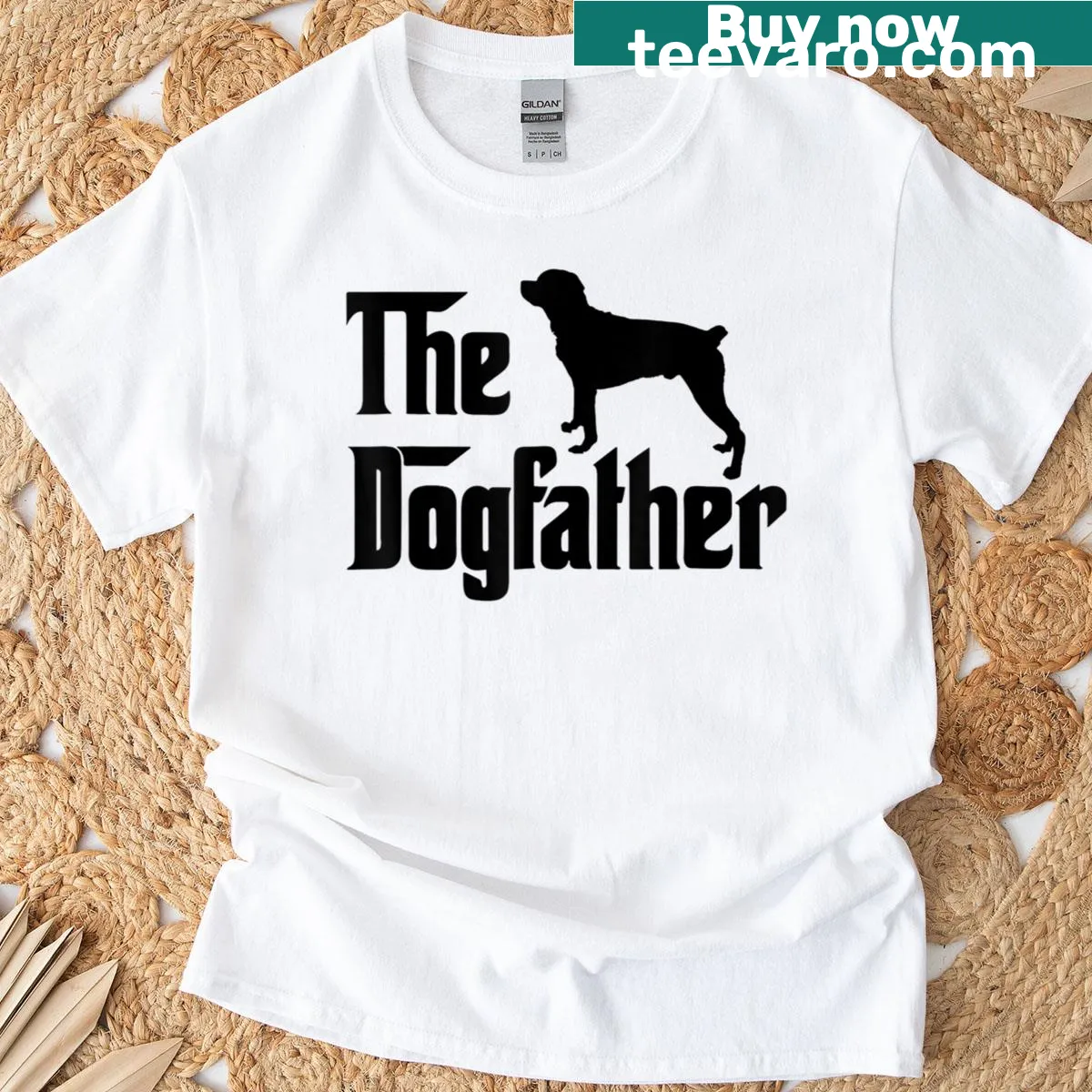 Funny t-shirt with 'The Dogfather' text for dog lovers — on a men's t-shirt