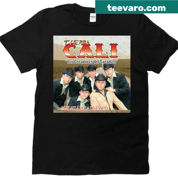 Illustrated T-shirt featuring 'Mas Alla De La Distancia' album art from Tierra Cali.