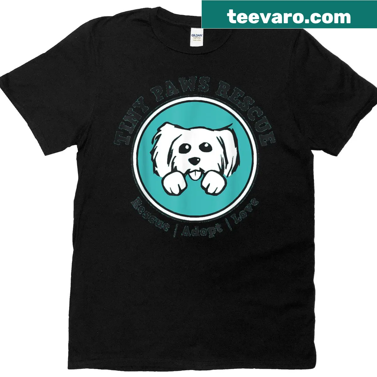 Cute logo design featuring tiny dog paws — on a men's t-shirt