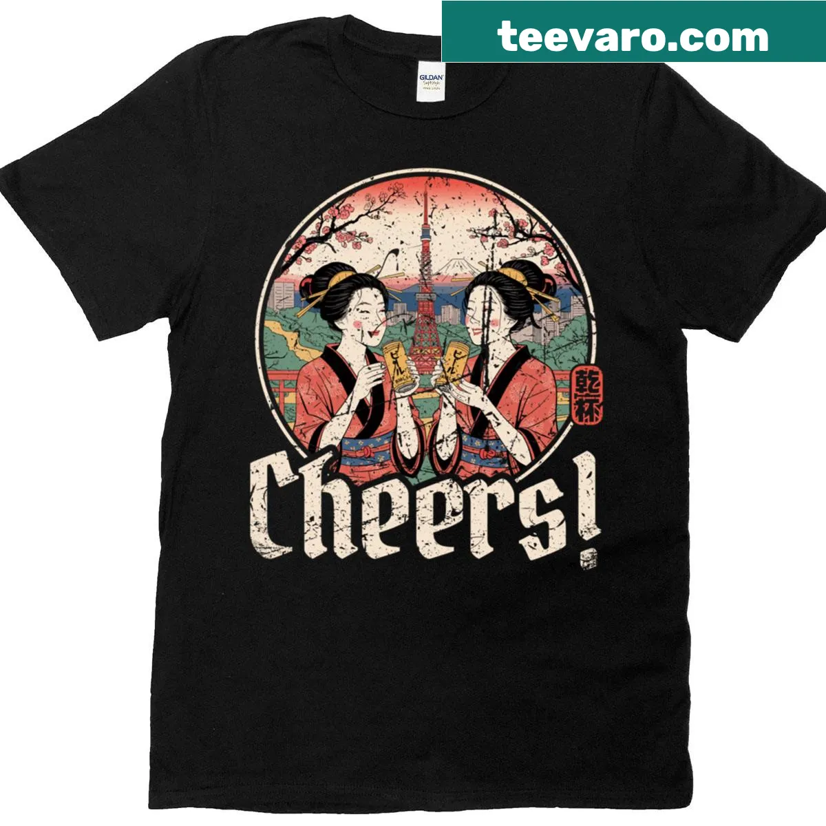 Geisha and Kanji design celebrating Tokyo culture — on a men's t-shirt