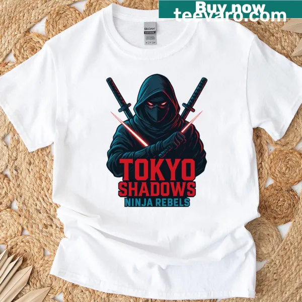 Cyberpunk ninja rebels graphic on a T-shirt